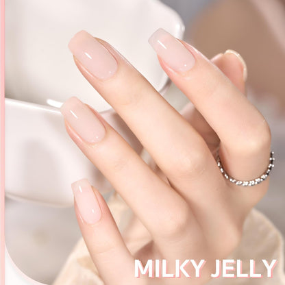 Milky Jelly Nude Gel Nail Polish Set, 6 Transparent Colors Sheer White Pink Gel Nail Kit for Salon and Nail Art DIY at Home