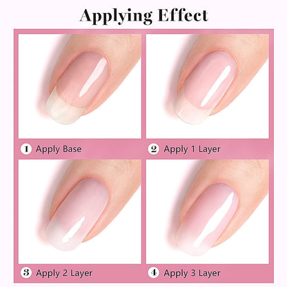 Milky Pink Gel Nail Polish LED UV Gel Soak off Transparent Nude Pink Nail Gel Polish Varnish Nail Art Color 15ML Single Bottle for DIY Home French Manicure