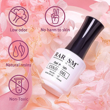 Milky Pink Gel Nail Polish LED UV Gel Soak off Transparent Nude Pink Nail Gel Polish Varnish Nail Art Color 15ML Single Bottle for DIY Home French Manicure