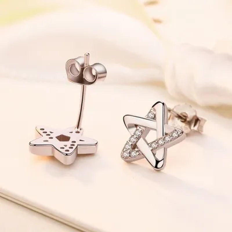 Mini Five-pointed Star Stud Earrings for Women Silver Crystal Diamond Earrings for Gifts Fine Jewelry Brincos