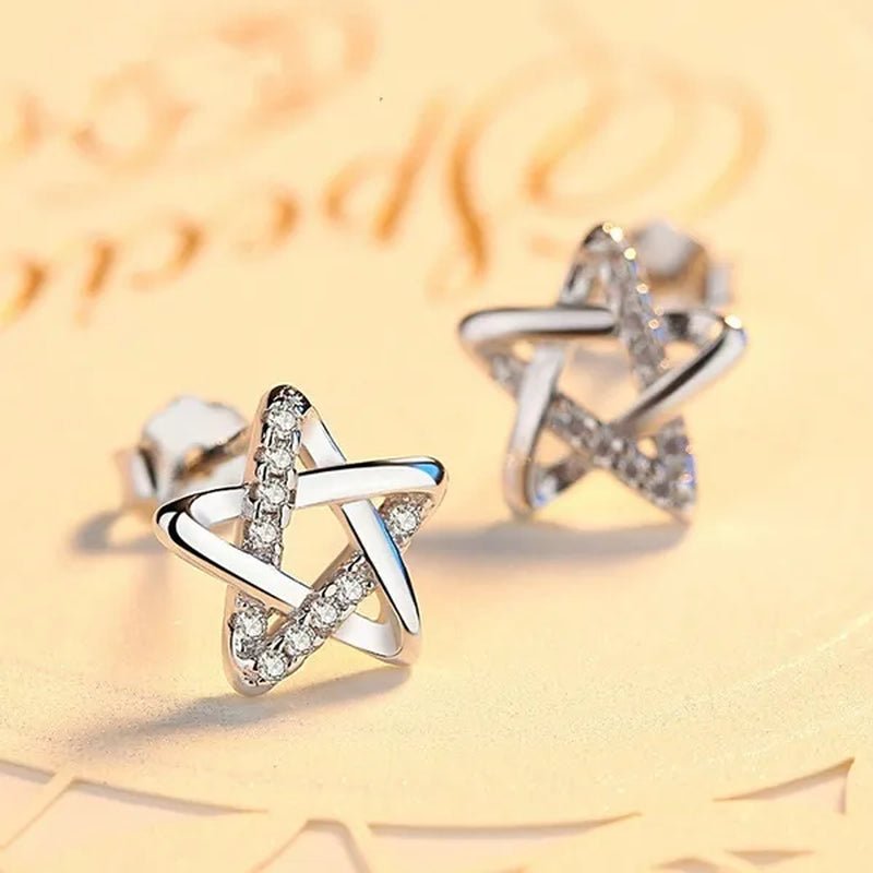 Mini Five-pointed Star Stud Earrings for Women Silver Crystal Diamond Earrings for Gifts Fine Jewelry Brincos
