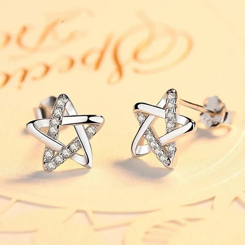 Mini Five-pointed Star Stud Earrings for Women Silver Crystal Diamond Earrings for Gifts Fine Jewelry Brincos