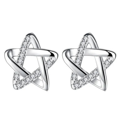 Mini Five-pointed Star Stud Earrings for Women Silver Crystal Diamond Earrings for Gifts Fine Jewelry Brincos