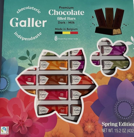 MINI Premier CHOCLATE Filled Dark and Milk BARS, Belgium Chocolate, Easter Mother'S Day SPRING EDITION 36 COUNT Choclates Gifts - WORLD TIME VISITS