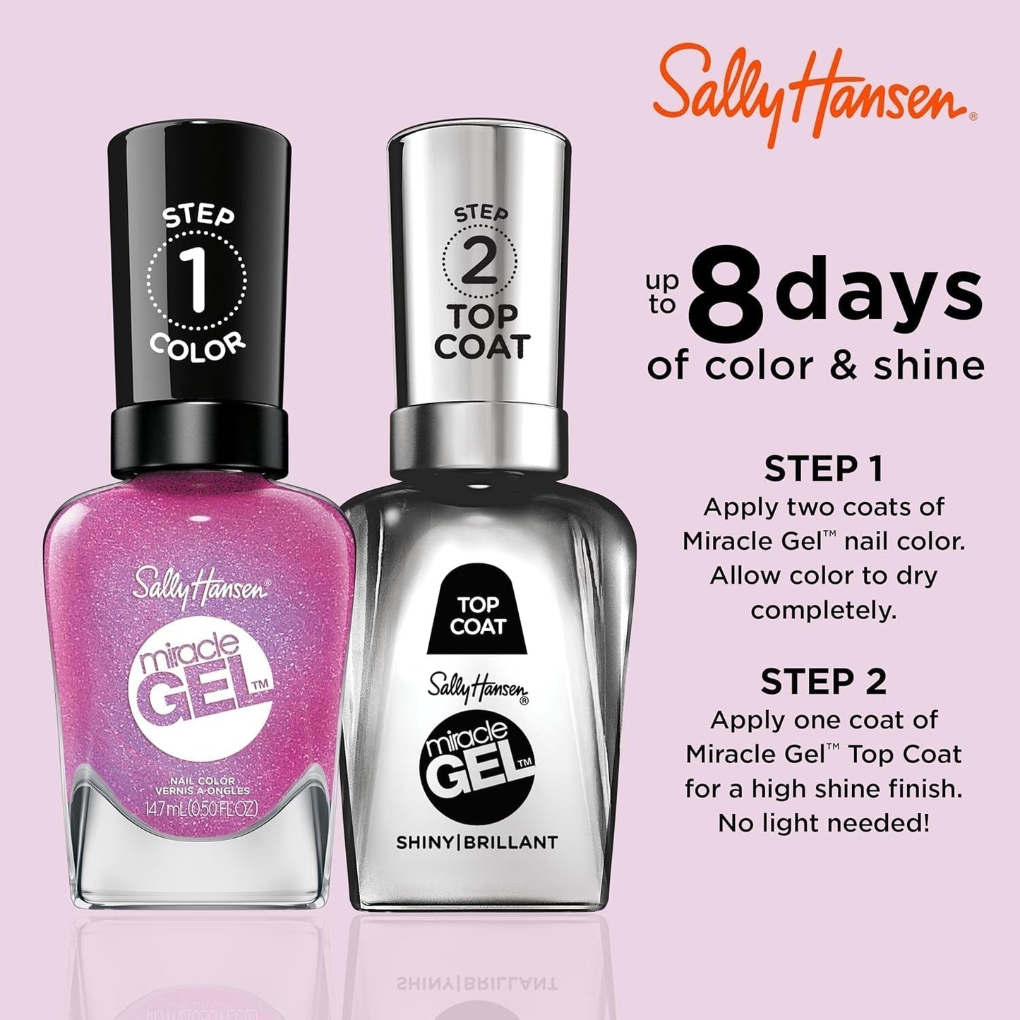 Miracle Gel™, Quartz and Kisses, Long Lasting, Gel-Like Formula, No UV Lamp Needed, Pink Nail Polish