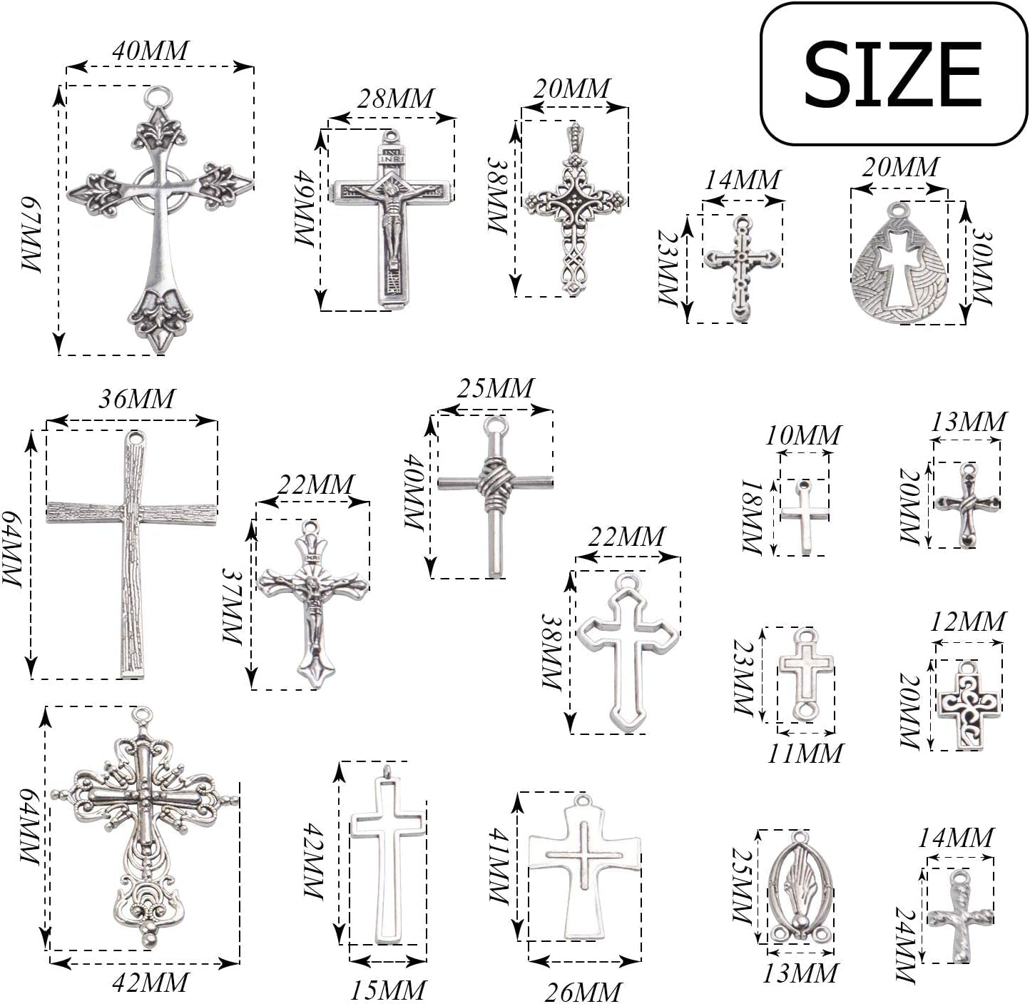 Mixed Jesus Christ Cross Crucifix Dangle Pendant - WORLD TIME VISITS