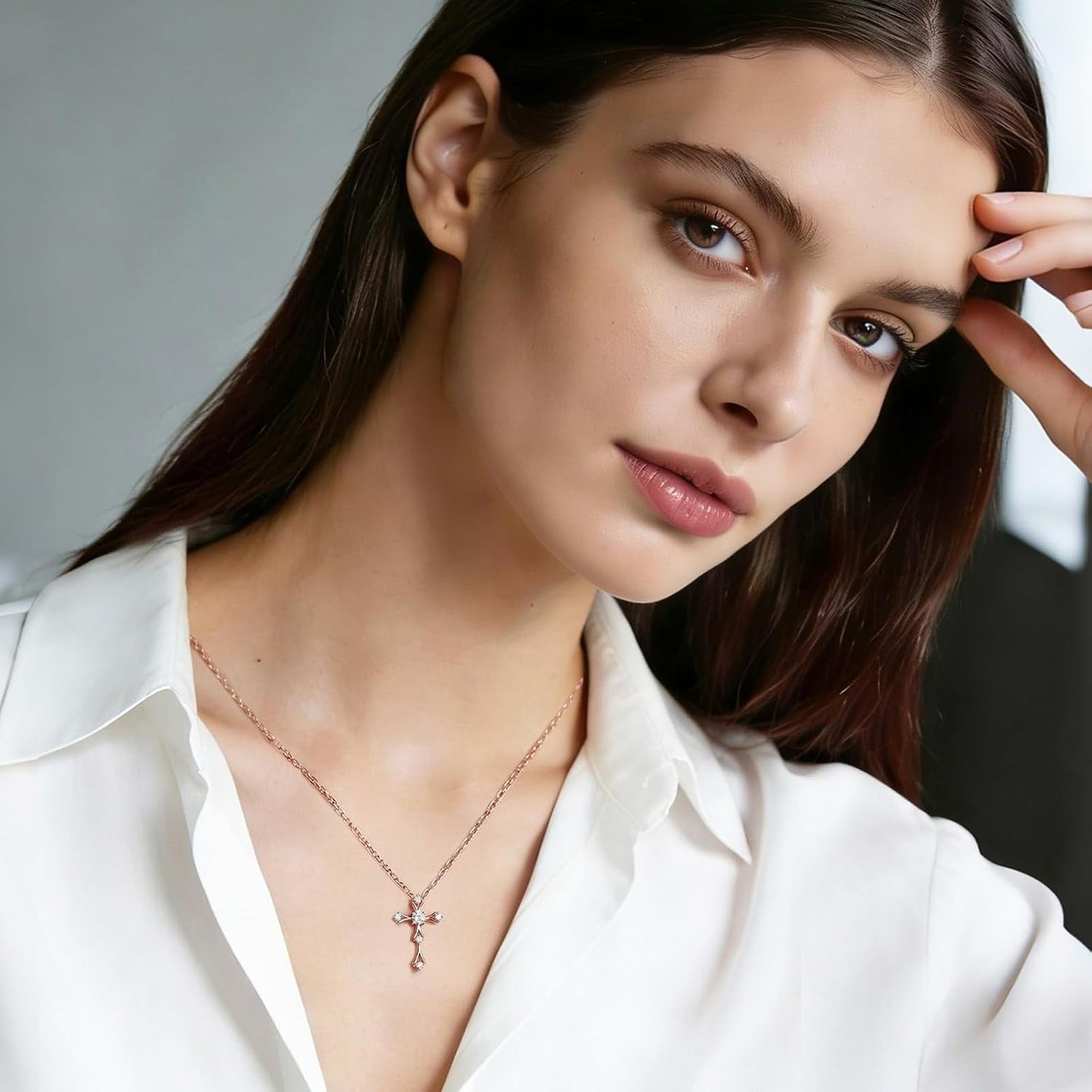 Moissanite Cross Necklace for Women, 925 Sterling Silver 14Kgold Plated Necklaces with Sparkling Moissanite Pendant, Faith Women'S Jewelry, Trendy Gift for Women Mom Friend