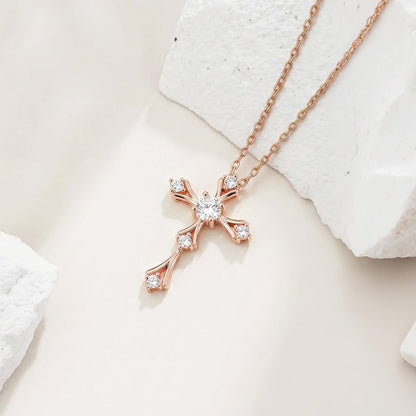 Moissanite Cross Necklace for Women, 925 Sterling Silver 14Kgold Plated Necklaces with Sparkling Moissanite Pendant, Faith Women'S Jewelry, Trendy Gift for Women Mom Friend