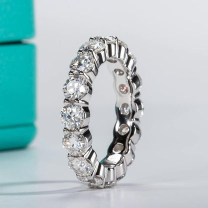 Moissanite Eternity Ring, Round/Emerald/Princess Cut 5Cttw D Color 925 Sterling Silver Wedding Band Rings for Women - WORLD TIME VISITS