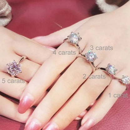 Moissanite Ring Classic Style Round Cut Ring Single Row Diamond Engagement Anniversary Ring 2Ct 3Ct 4Ct 5Ct