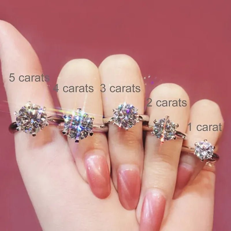 Moissanite Ring Classic Style Round Cut Ring Single Row Diamond Engagement Anniversary Ring 2Ct 3Ct 4Ct 5Ct - WORLD TIME VISITS