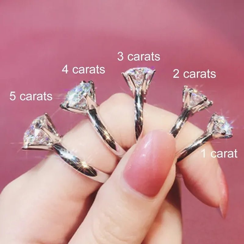 Moissanite Ring Classic Style Round Cut Ring Single Row Diamond Engagement Anniversary Ring 2Ct 3Ct 4Ct 5Ct - WORLD TIME VISITS