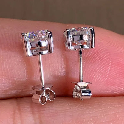 Moissanite Stud Earrings 4 Claws Setting Round Brilliant Cut Diamond Earrings Fine Jewelry for Women Men