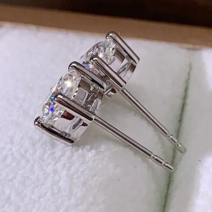 Moissanite Stud Earrings 4 Claws Setting Round Brilliant Cut Diamond Earrings Fine Jewelry for Women Men