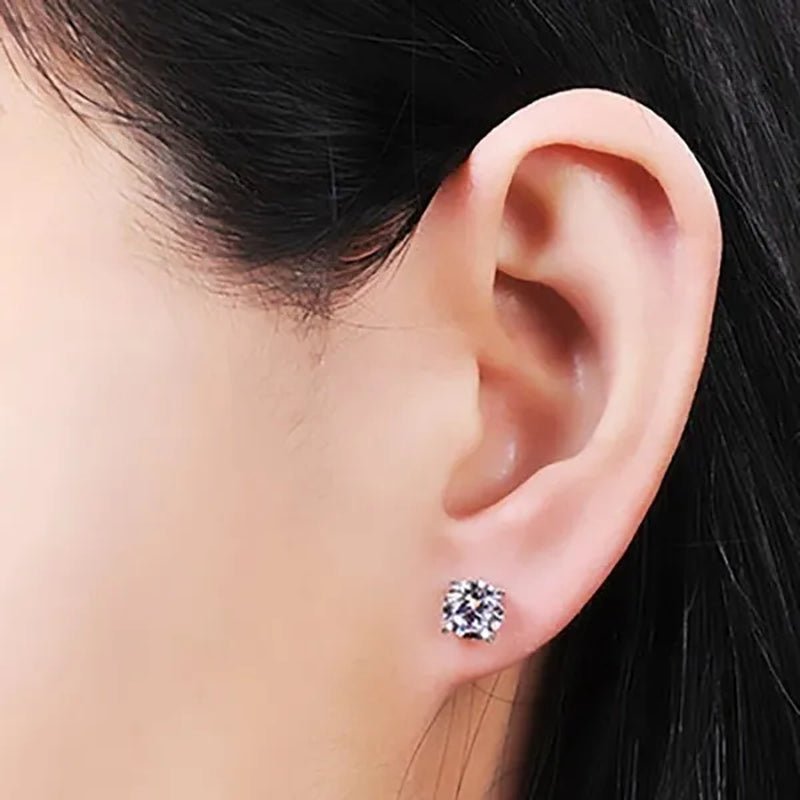 Moissanite Stud Earrings 4 Claws Setting Round Brilliant Cut Diamond Earrings Fine Jewelry for Women Men