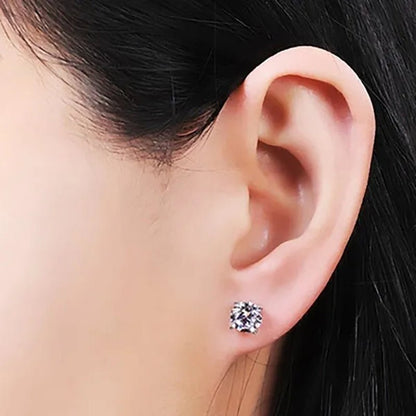 Moissanite Stud Earrings 4 Claws Setting Round Brilliant Cut Diamond Earrings Fine Jewelry for Women Men