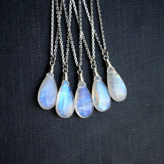 Moonstone Necklace, Moonstone Jewelry, Rainbow Moonstone Necklace - WORLD TIME VISITS