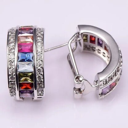 Morganite Pink Sapphire Topaz Garnet Amethyst Ruby Peridot Emerald Aquamarine 925 Sterling Silver Fashion Earrings