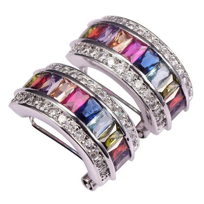 Morganite Pink Sapphire Topaz Garnet Amethyst Ruby Peridot Emerald Aquamarine 925 Sterling Silver Fashion Earrings - WORLD TIME VISITS