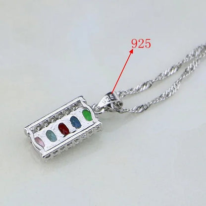 Multicolor 925 Silver Jewelry Set Mystic Topaz Jewelry Sets for Women Necklace/Earrings/Bracelet/Pendant/Ring 4PCS