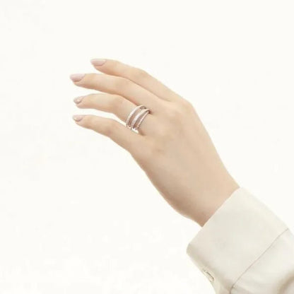 Multilayer Design Cubic Zirconia Stacking Ring Engagement Wedding Ring for Women Jewelry