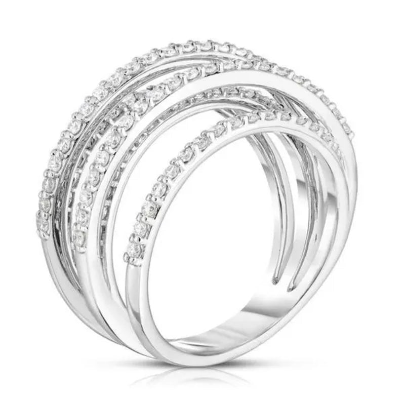Multilayer Design Cubic Zirconia Stacking Ring Engagement Wedding Ring for Women Jewelry - WORLD TIME VISITS