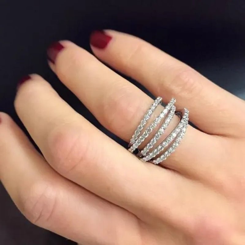 Multilayer Design Cubic Zirconia Stacking Ring Engagement Wedding Ring for Women Jewelry