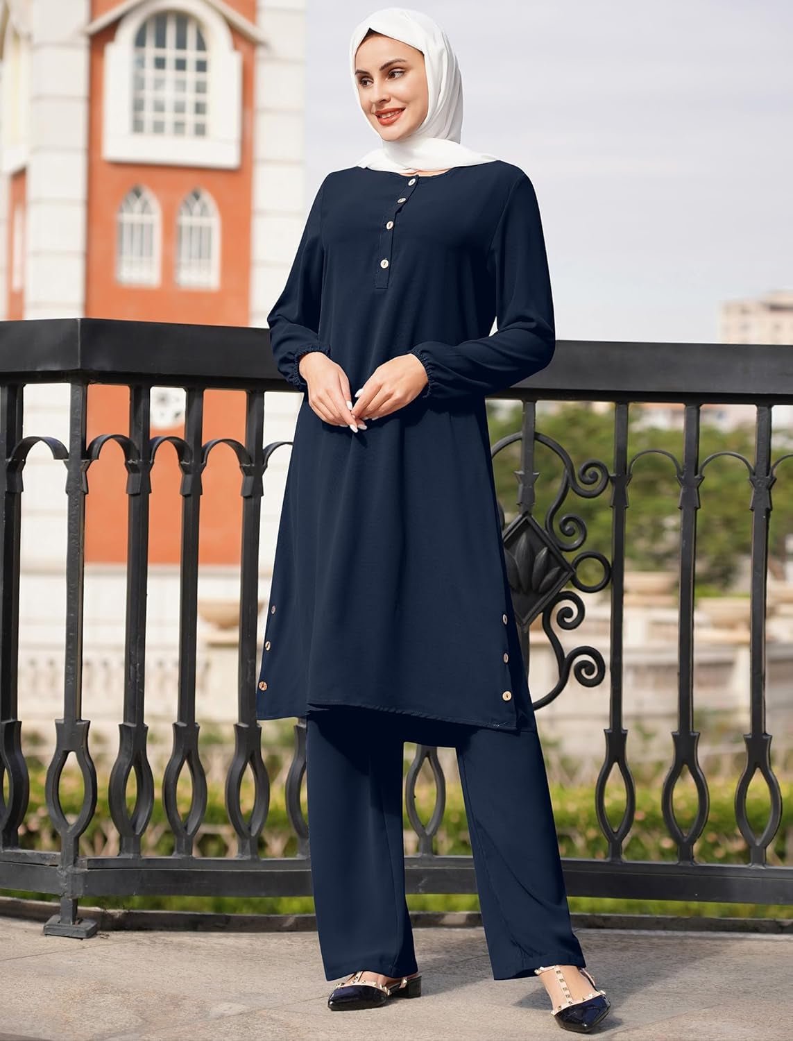 Muslim Clothes for Women Islamic Sets Top+Pants Outfits Abaya Modest Casual Dubai Robe Trousers - WORLD TIME VISITS