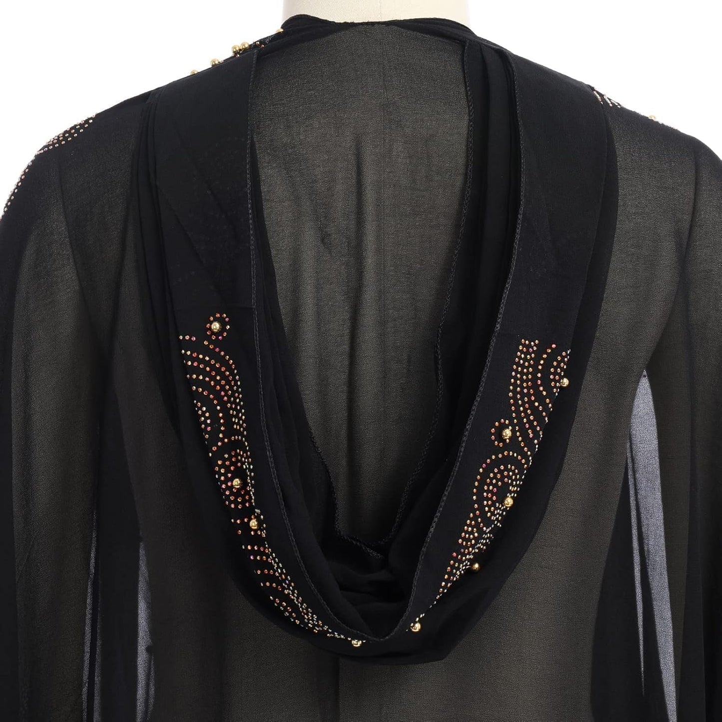 Muslim Dress for Women Loose Batwing Sleeved Hooded Beaded Embroidery Long Abaya Dress Kaftan Abayas Islamic Robe