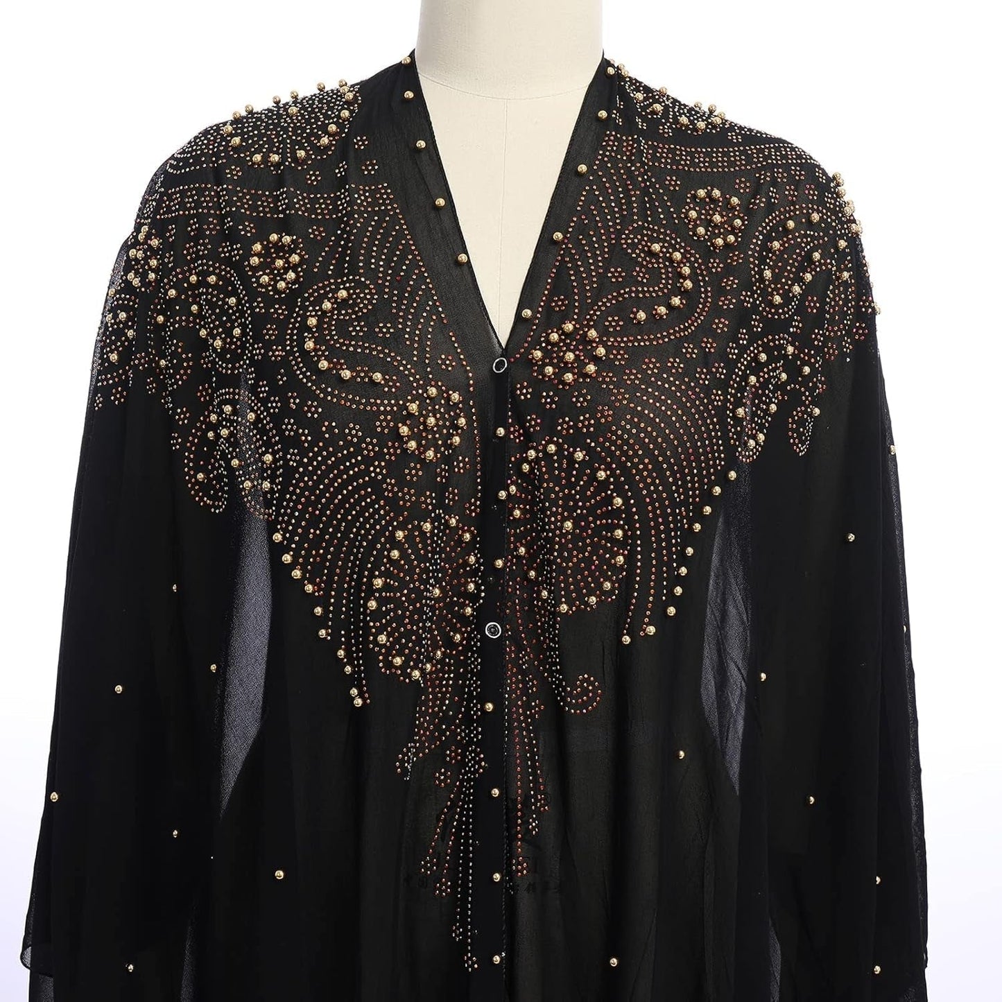 Muslim Dress for Women Loose Batwing Sleeved Hooded Beaded Embroidery Long Abaya Dress Kaftan Abayas Islamic Robe