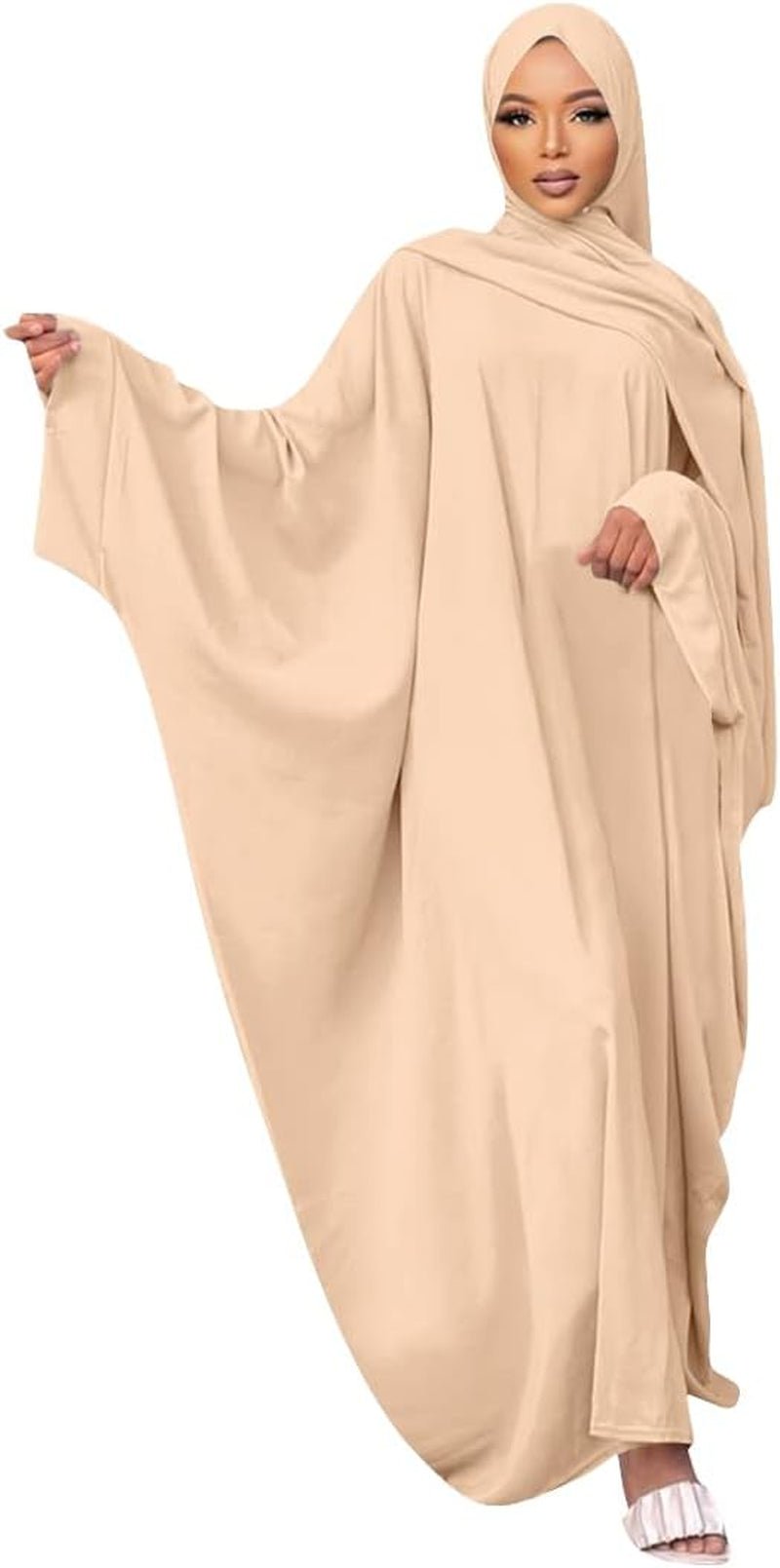 Muslim Dress for Women Pakistani Kaftan Abaya Robe + Hijab Arabic Islamic Prayer Clothes Dubai Outfits - WORLD TIME VISITS