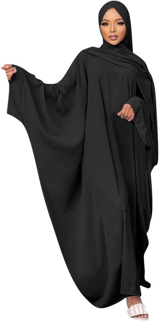 Muslim Dress for Women Pakistani Kaftan Abaya Robe + Hijab Arabic Islamic Prayer Clothes Dubai Outfits - WORLD TIME VISITS