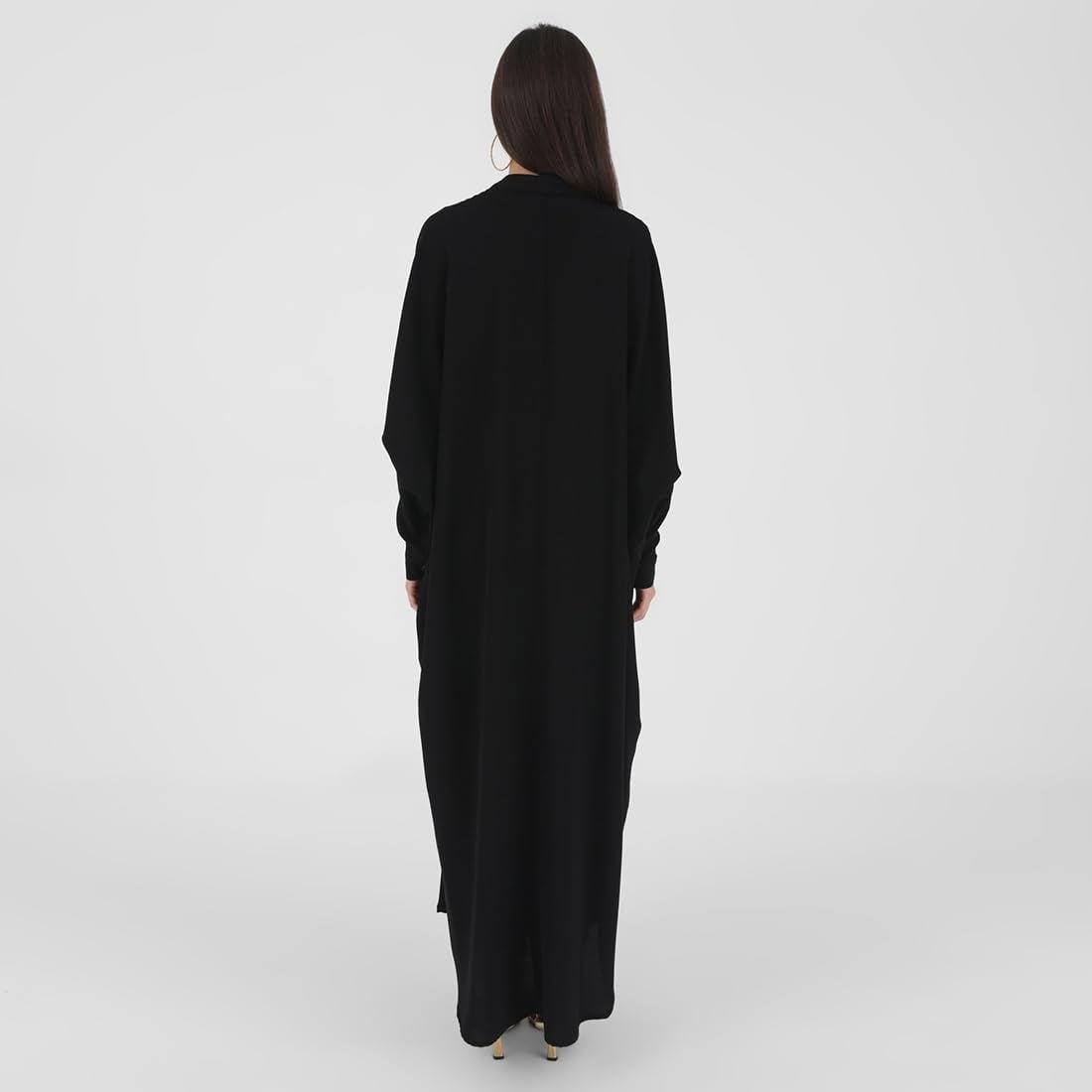 Muslim Dresses for Women Abaya Button down Henley Shirt Prayer Dress Batwing Long Sleeve Middle East Arabian Robe