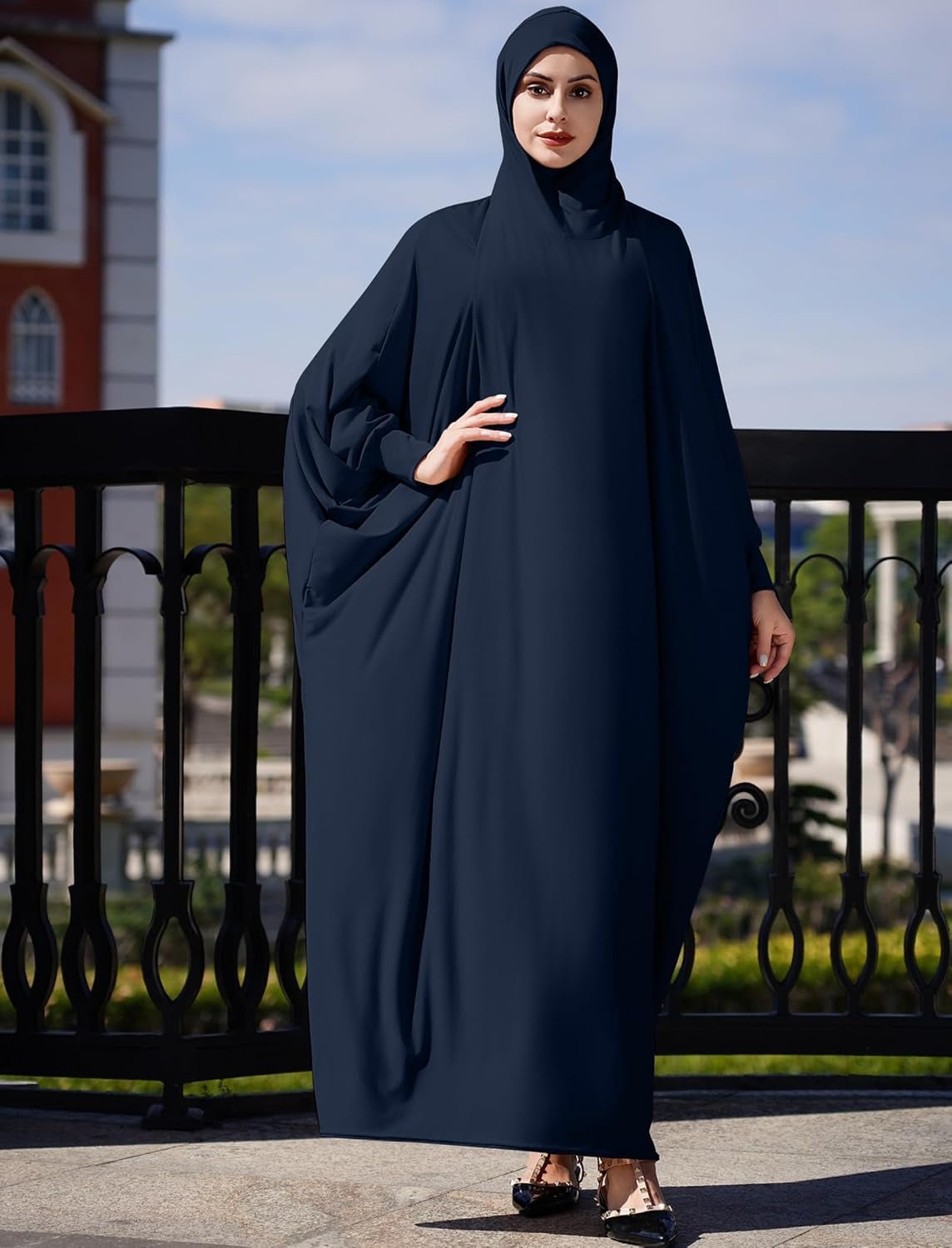Muslim Dresses for Women One Piece Long Sleeve Islamic Prayer Ramadan Abaya Hooded Hijab Loose Maxi Kaftan Dubai Robe