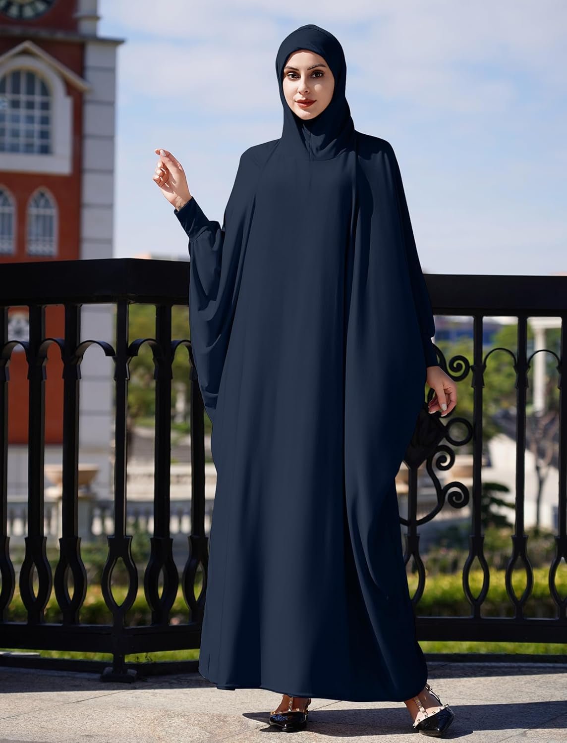 Muslim Dresses for Women One Piece Long Sleeve Islamic Prayer Ramadan Abaya Hooded Hijab Loose Maxi Kaftan Dubai Robe