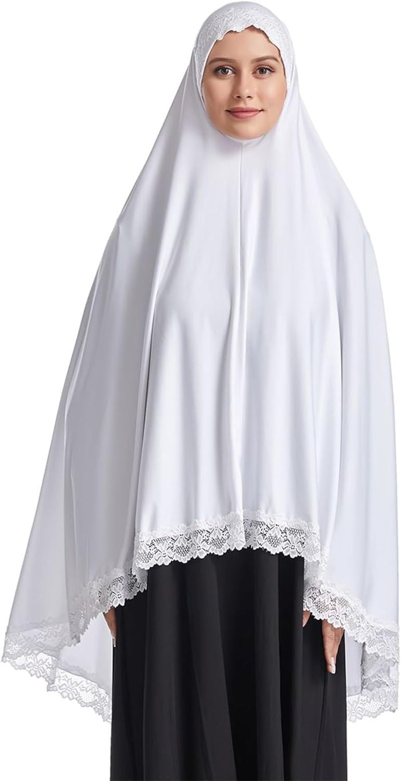 Muslim Hijab for Women Instant Big Hijab Jersey Turbans Khimar Abaya Soft Women Prayer Hijab, 1Pc Lace Hijab Scarf