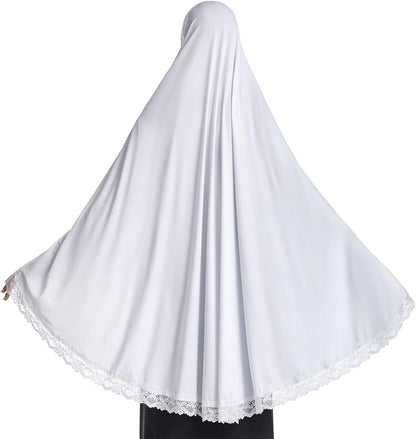 Muslim Hijab for Women Instant Big Hijab Jersey Turbans Khimar Abaya Soft Women Prayer Hijab, 1Pc Lace Hijab Scarf - WORLD TIME VISITS