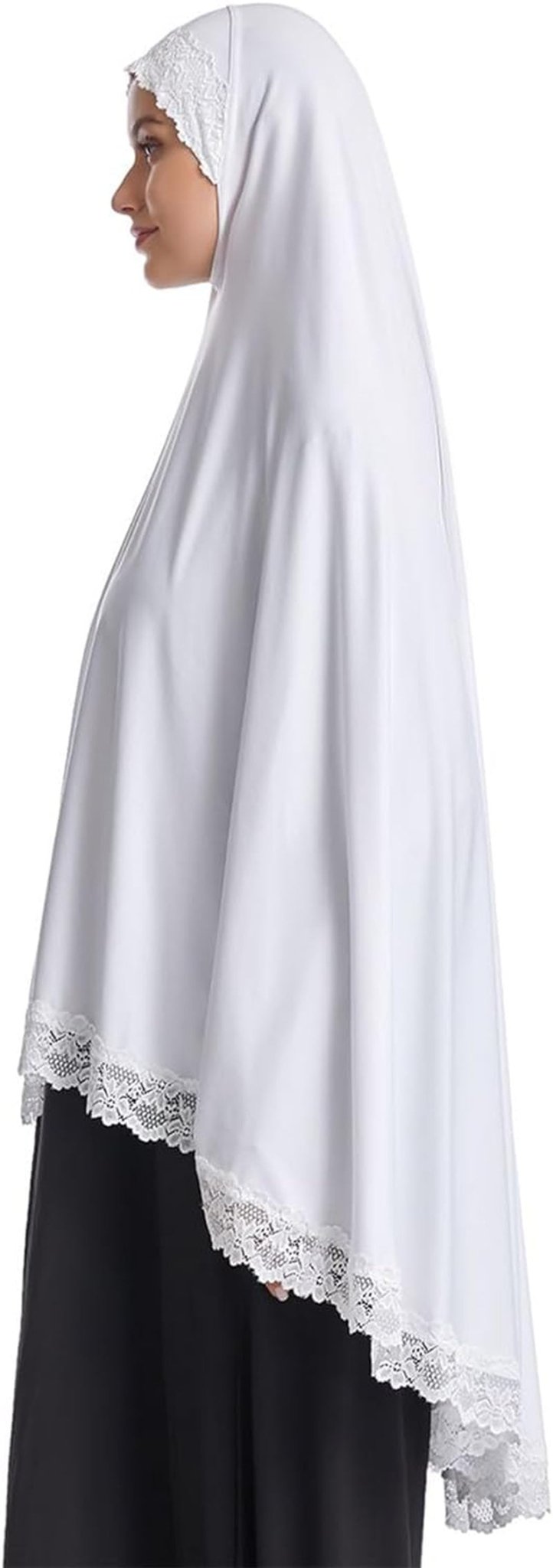 Muslim Hijab for Women Instant Big Hijab Jersey Turbans Khimar Abaya Soft Women Prayer Hijab, 1Pc Lace Hijab Scarf - WORLD TIME VISITS