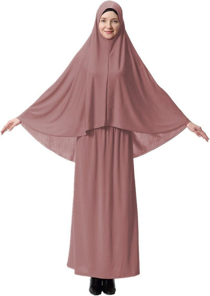 Muslim Islamic Women'S Khimar 2Pcs Sets Soft Distinctive Prayer Dress Hijab Abaya Suit(10 Colors Available) - WORLD TIME VISITS