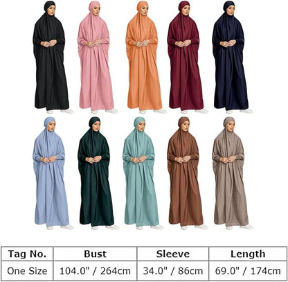 Muslim One Piece Prayer Hijab Dress Women Hooded Abaya Full Cover Islam Dubai Modest Robe