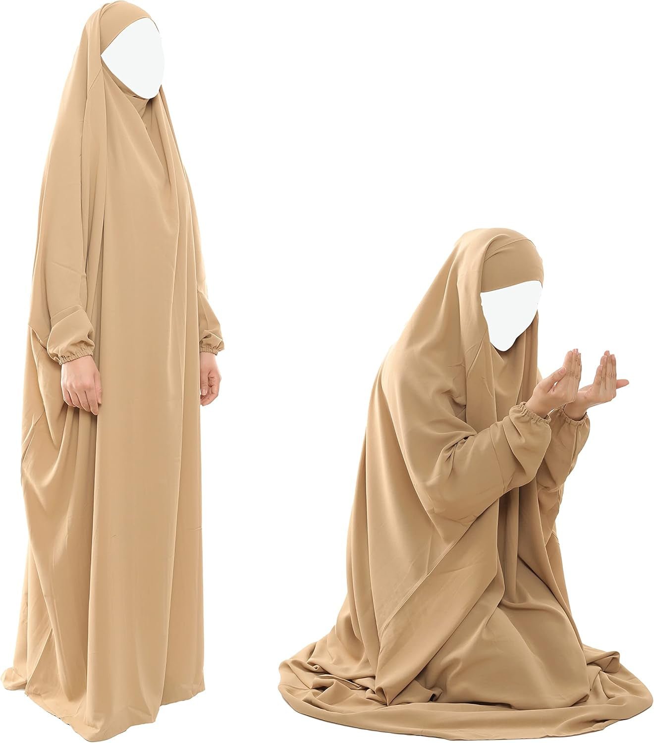 Muslim Prayer Dress Islamic Jilbab Eid Formal Gown 1 Piece Saudi Loose Covered Dress
