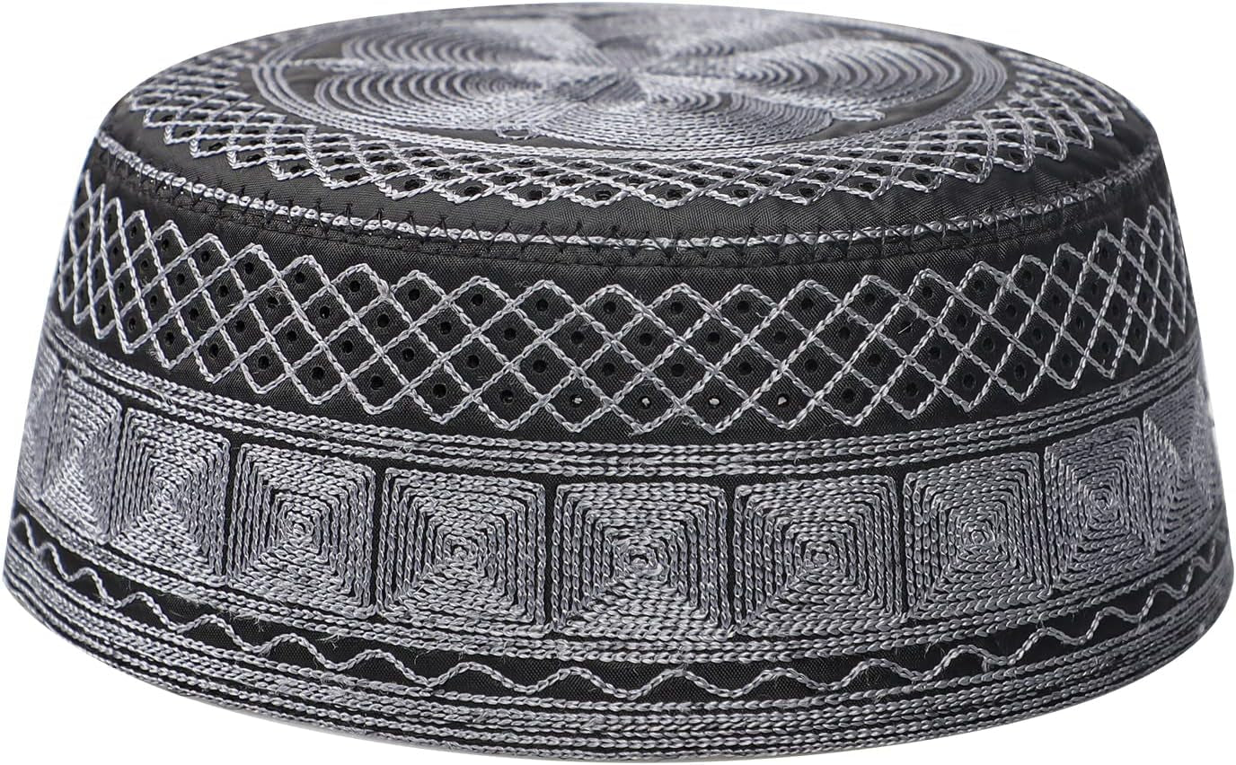 Muslim Prayer Kufi Hat for Men Boys Islamic Beanie Skull Cap Prayer Headwear Embroidery Kofia Topi Sun Hat Ramadan Eid Gift - WORLD TIME VISITS