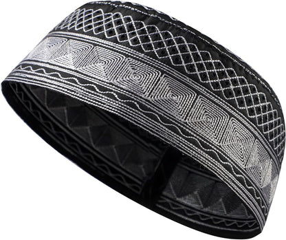 Muslim Prayer Kufi Hat for Men Boys Islamic Beanie Skull Cap Prayer Headwear Embroidery Kofia Topi Sun Hat Ramadan Eid Gift
