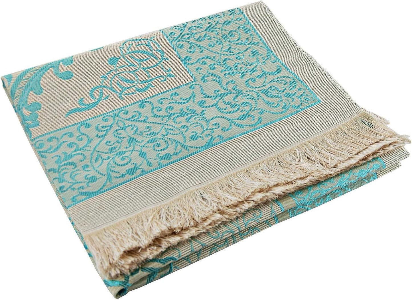 Muslim Prayer Rug and Prayer Beads with Elegant Cylinder Gift Box | Janamaz | Sajadah | Soft Islamic Prayer Rug | Islamic Gifts Set | Prayer Carpet Mat, Taffeta Fabric, Blue