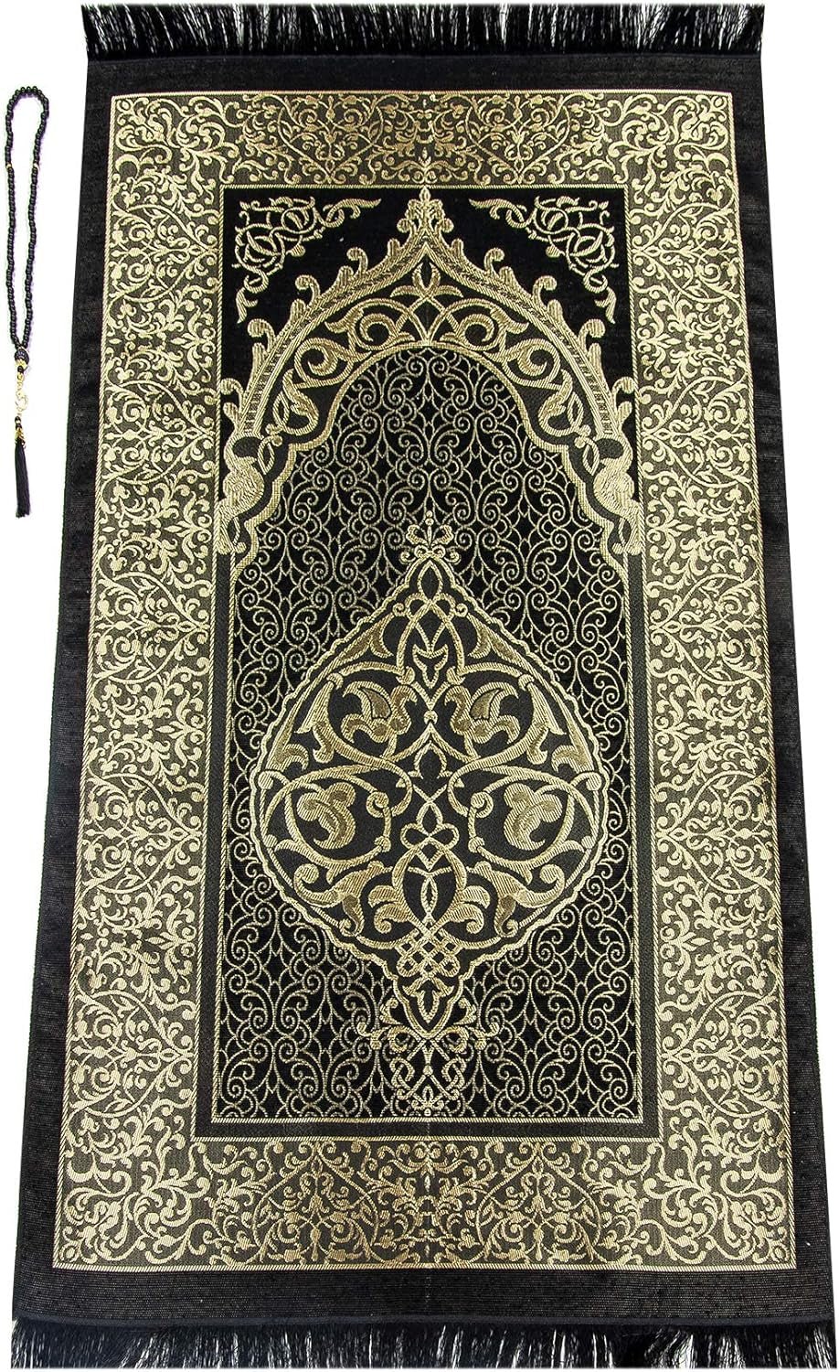 Muslim Prayer Rug and Quran with Prayer Beads, Kaaba Decor Box, Islamic Gift for Women & Men, Elegant Islam Set for Ramadan, Eid, Umrah, Birthday, Travel