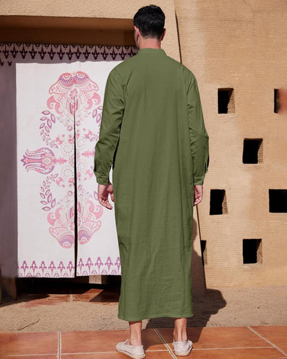 Muslim Thobe for Men Button down Mens Caftans Big and Tall Mens Arab Thobe with Pocket