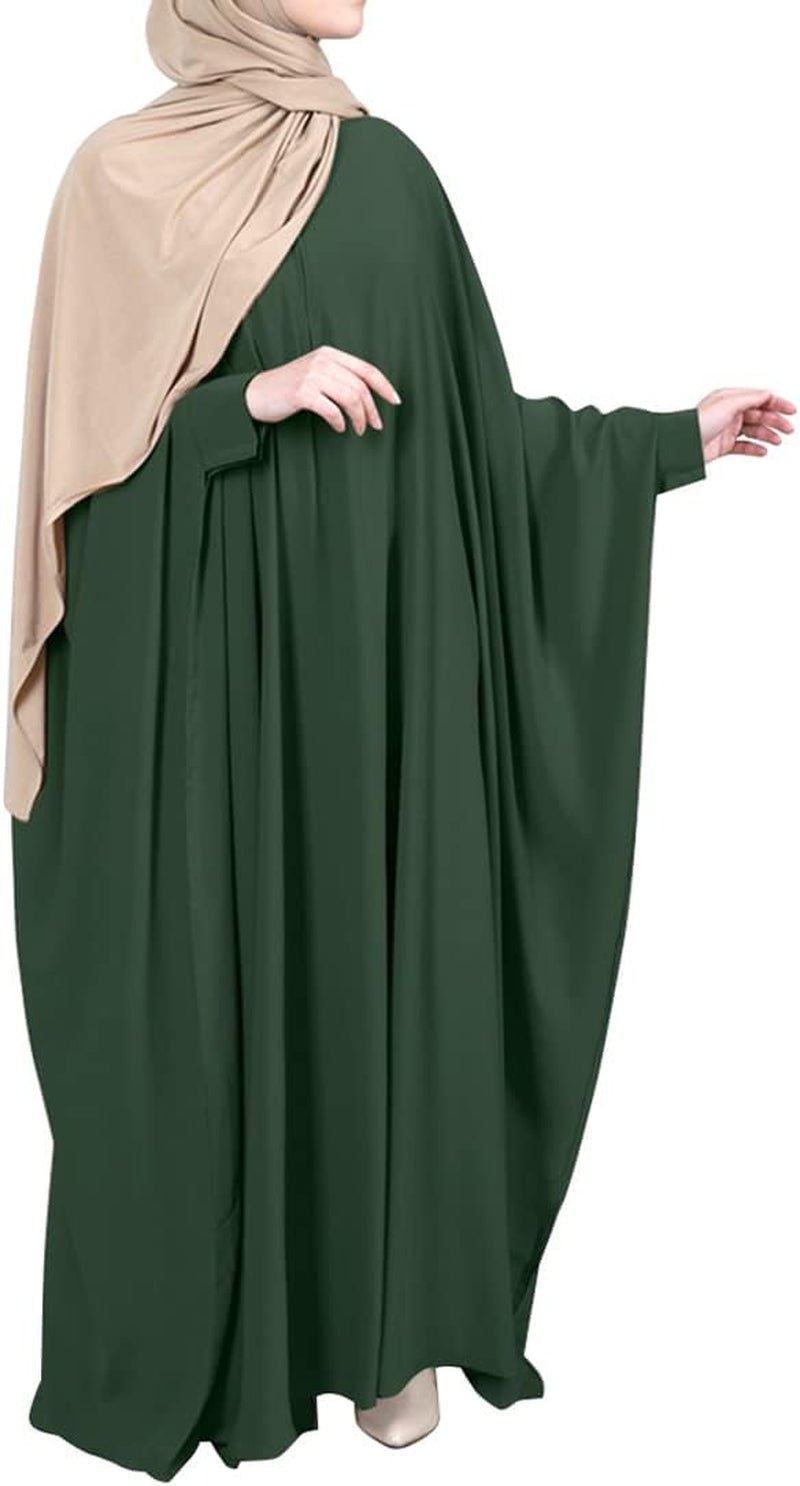 Muslim Women Batwing Abaya Dress Front Zipper Kaftan Islamic Maxi Dress Middle East Robe - WORLD TIME VISITS