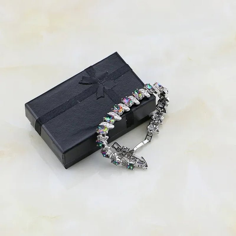 Mystic Rainbow Fire Created Topaz 925 Silver Bracelet Charm for Women - WORLD TIME VISITS