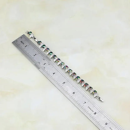 Mystic Rainbow Fire Created Topaz 925 Silver Bracelet Charm for Women - WORLD TIME VISITS