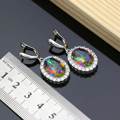 Mystic Rainbow Fire Topaz Jewelry Sets Women 925 Sterling Silver Jewelry Earrings/Pendant/Necklace/Rings/Bracelet